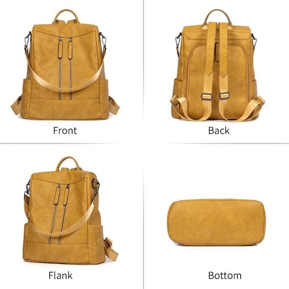 OLYE Leather Backpack for Women- YELLOW main image 4